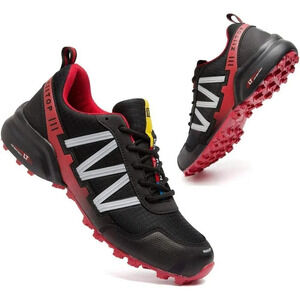 Mens Red Waterproof Walking  Hiking Running Non-Slip All-Terrain Shoes